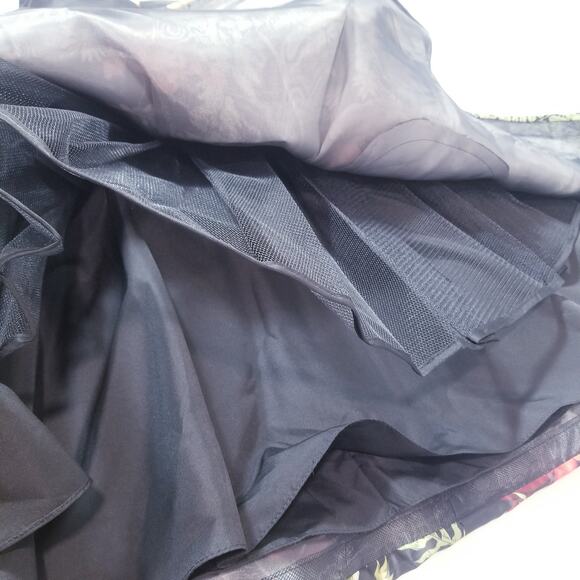 Sherri Hill Floral Fit and Flare Satin Mini Dress Lace Up Back with Pockets - Picture 15 of 16